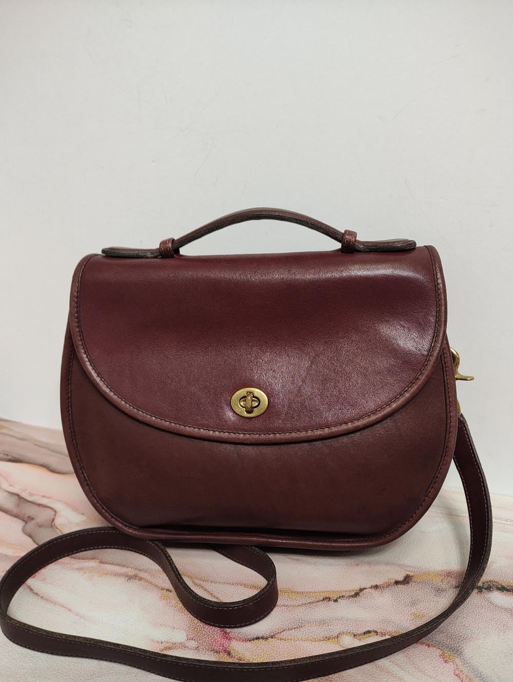 Vintage Coach 9865 Large Plaza Bag Burgundy READ